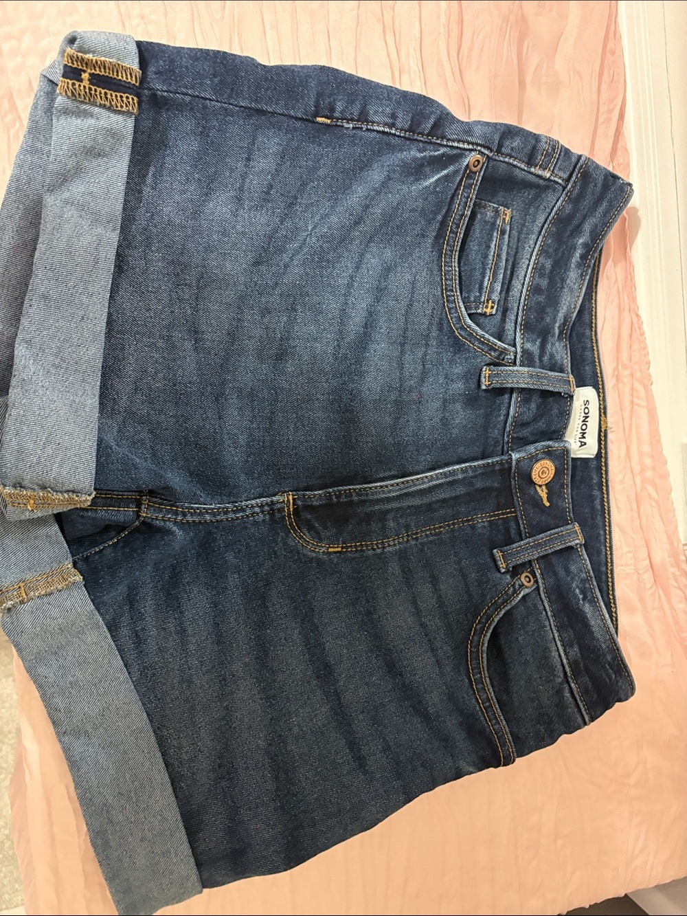 Sonoma Dark Blue Rolled-Cuff Boyfriend Jeans